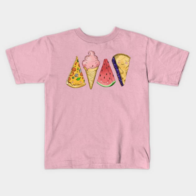 Happy Picnic Triangles Kids T-Shirt by micklyn